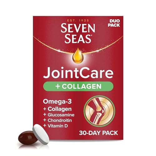 Image of Seven Seas JointCare Plus Collagen, with Omega-3, Glucosamine, Chondroitin, Vitamins C and D, Manganese and Zinc, Food Supplements, 30-Day Pack