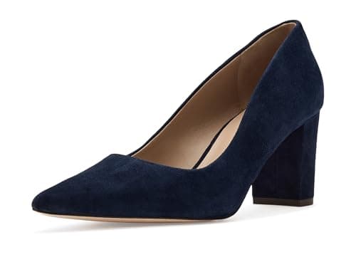 Image of Lauren Ralph Lauren Womens Lanette Suede Block-Heel Pump, Lauren Navy, 6