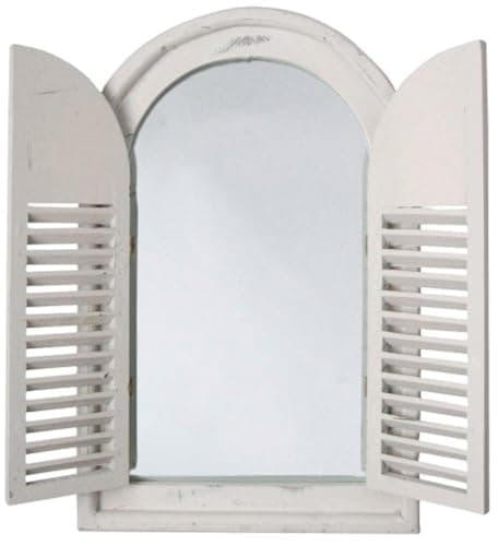 Image of Esschert Design WD05 37 x 5 x 59cm Wood and Glass Antique Mirror with French Doors - White