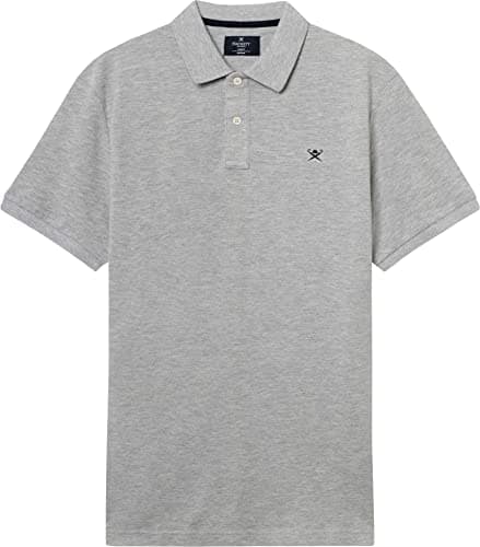 Image of Hackett London Men's Slim Fit Logo Polo Shirt, Grey (Light Grey Marl 913), XXL UK