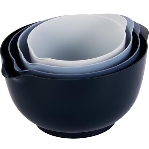 Image of BoxedHome Mixing Bowls with Easy Pour Spout, Non-Slip Base, Large 4.3L, 3.3L, 2.3L, 1.6L, Nesting Salad Bowls for Kitchen Storage, BPA-Free, Dishwasher & Microwave Safe, Ideal for Baking, Haze Blue