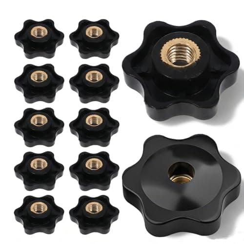 Image of 10PCS M8 Star Knob, Wing Nut -Copper Core with Plastic Shell, Hexagon Head Thru Knob, Hand Tighten Clamping Knobs for Machines, Furniture, Machine Tools, Fitness Equipment (Inner 8mm Outer 32mm )