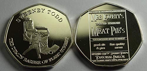 Image of SWEENEY TODD the DEMON BARBER of FLEET STREET Silver Commemorative Coin Albums/50p Collectors. Mrs Lovett's Pie Shop