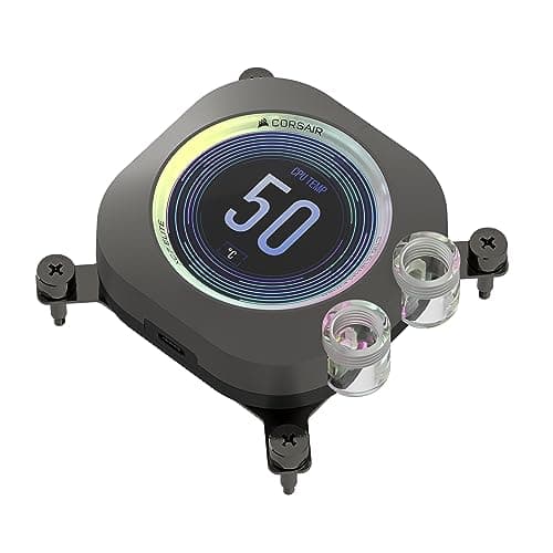 Image of Corsair XC7 RGB ELITE LCD CPU Water Block - 480x480 IPS LCD Screen - 31 RGB LEDs - USB-C - Fits Intel® LGA 1700, AMD® AM5 and older - Stealth Grey