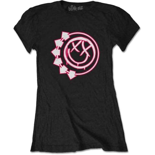 Image of Blink 182 T Shirt Six Arrow Smile Band Logo Official Womens Skinny Fit Black M