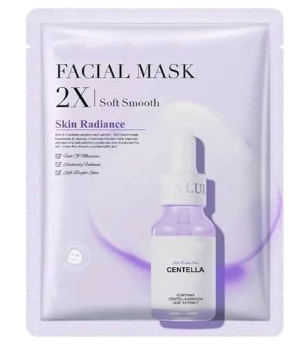 Image of Pack Of 20 Centella Asiatica Face Mask Sheet – Hydrating & Soothing Skincare Masks for All Skin Types, Daily Moisturising Sheet Masks