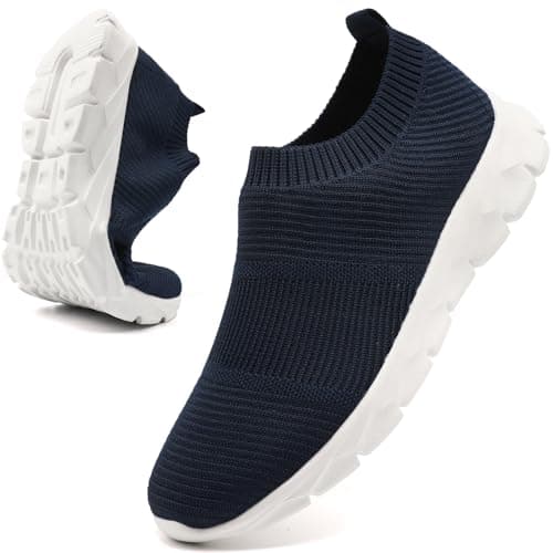 Image of Mens Trainers Slip on Trainers Lightweight Walking Running Sneaker Fitness Gym Sports Jogging Tennis Shoes Mens Blue Size 11