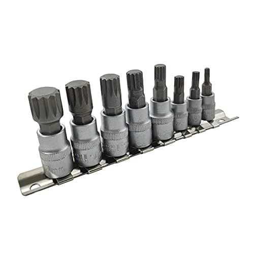 Image of Spline Bit Socket Set 8Pc 12 Point Triple Square Bits 1/4 & 3/8 Drive M4-M16