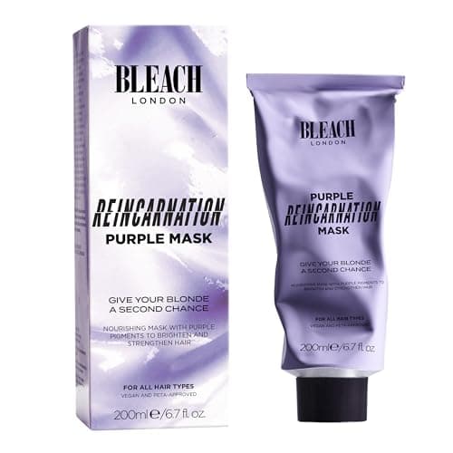 Image of Bleach London Purple Reincarnation Mask, Bond-Restoring Protein Hair Treatment, Removes Yellow Tones, Repairs and Brightens Blonde Hair with Sunflower Seed Extract 200ml