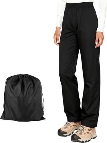 Image of Zidoley Waterproof Trousers Womens 15000mm, Lightweight Breathable Overtrousers with Mesh Lining, Packable Rain Pants for Hiking & Walking (UK, Numeric, 10, Regular, Regular, Classic Black)