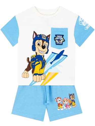 Image of Paw Patrol T Shirt And Shorts | Chase Boys Tshirt And Boys Shorts | Chase Cotton Outfit Set | Blue 2-3 Years