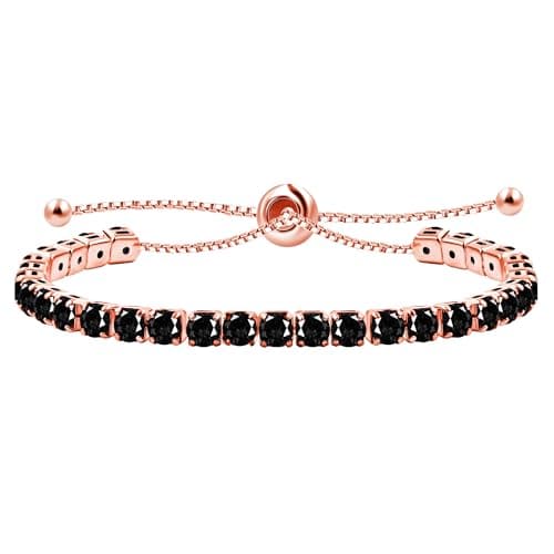 Image of Uloveido Delicate Adjustable Slider Chain Bracelets Thin Dainty Black CZ Crystal Bracelet Rose Gold Color Jewelry Gift for Women with Bolo Clasp Y4043