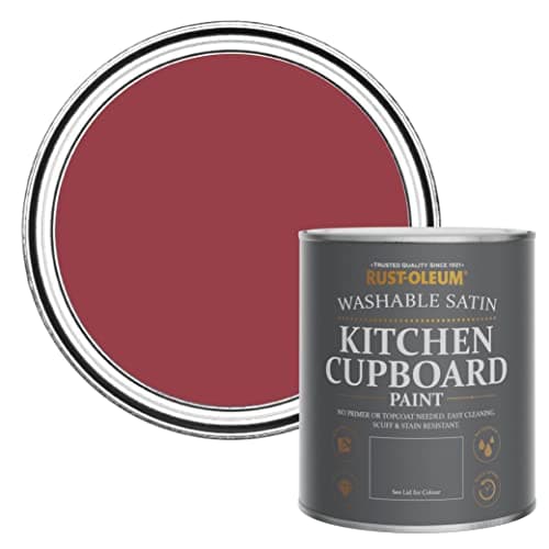 Image of Rust-Oleum Red Scrubbable Kitchen Cupboard Paint in Satin Finish - Soho 750ml