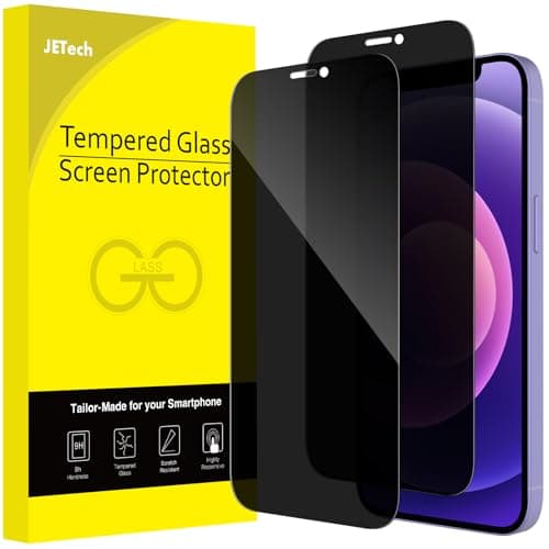 Image of JETech Privacy Full Coverage Screen Protector for iPhone 12/12 Pro 6.1-Inch, Anti-Spy Tempered Glass Film, Edge to Edge Protection Case-Friendly, 2-Pack