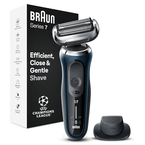 Image of Braun Series 7 71-B1200s Electric Shaver for Men with EasyClick Precision Trimmer Attachment, 360 degree Flex, Wet & Dry, Rechargeable, Cordless Foil Razor, Blue