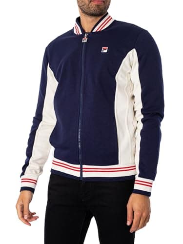 Image of FILA Men's Settanta Track Jacket, Peacoat/Gardenia/Chinese Red, M