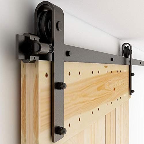 Image of WOLFBIRD Sliding Barn Door Kit 5.5FT/173CM Black Heavy Duty Barn Door Sliding Hardware Track Kit for Single Wood Door 83.5CM Wide