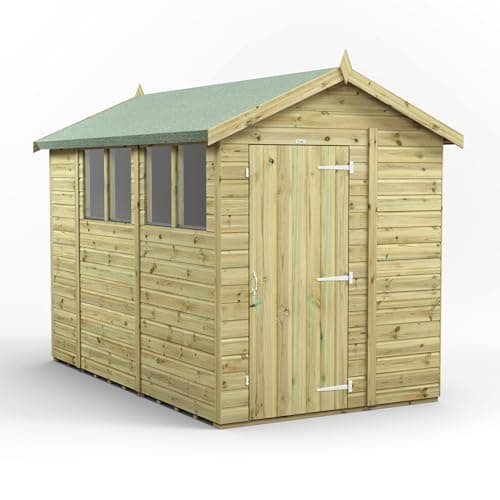 Image of Powersheds High Grade Premium Pressure Treated Apex Shed Garden Wooden Shed with Heavy Duty Frame, Door & Window Flexibility made from Extra Thick Timber & Toughened Glass (10x6)