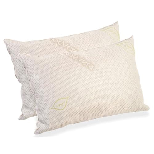 Image of Relaxer Natural Aloe Vera Memory Foam Pillows, Anti Mite Pillows, Extra Fill Memory Foam Pillows for neck & Body Support, Anti Allergenic (PACK OF 2)
