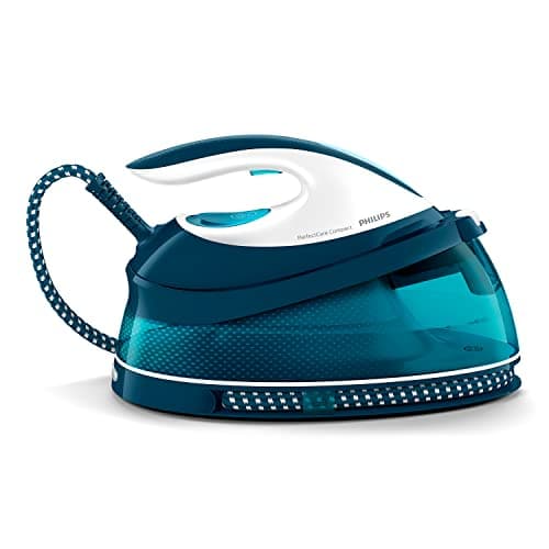 Image of Philips PerfectCare Compact Plus steam generator - 2400W, 400 g, 6.5 bar pressure, OptimalTEMP Technology, 1.5 L tank, Blue/White (GC7844/20)