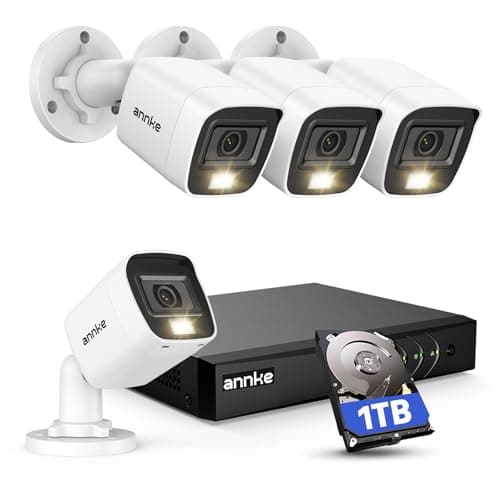 Image of ANNKE 8CH 3K Lite Security CCTV Camera System, AI Human & Vehicle Detection, 5MP Lite DVR with 1TB Hard Drive and 4 x 1920TVL 2MP Home Security Cams, Dual-light with Color Night Vision, IP67