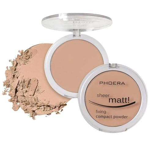 Image of Noble Gifts - Compact Fixing Powder, Sheer Matt Setting Powder with Vitamin E, Long Lasting Pressed Make Up Foundation (204 - Buff Beige)