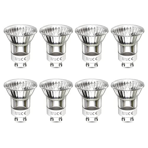 Image of Luxvista Mini GU10 Halogen Bulbs, 35W Warm White 2700K Dimmable Reflector Bulbs Equivalent to 3W LED Bulbs 360Lumen Mains Voltage Halogen 120 Degree Spotlight Bulbs for Lava Lamp, AC 220V-240V, 8 Pack