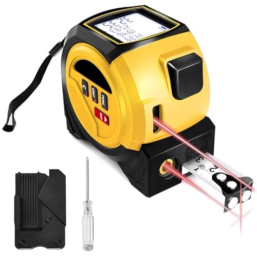Image of 3-in-1 Laser Tape Measure, Cross Line Level, Digital Distance Meters 131ft/40m, Backlit LCD Display, Building Measurement Device, Pythagorean/Area/Volume Calculation & 5 m Tape Measure