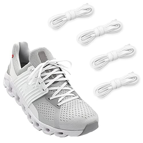 Image of NDTEZUGT 2 Pairs 1/4"(6mm) Flat Thin Shoe Laces, Original Athletic Shoelaces Shoe Strings Replacement Laces for On Cloud Sneakers (White, 39''/100cm)