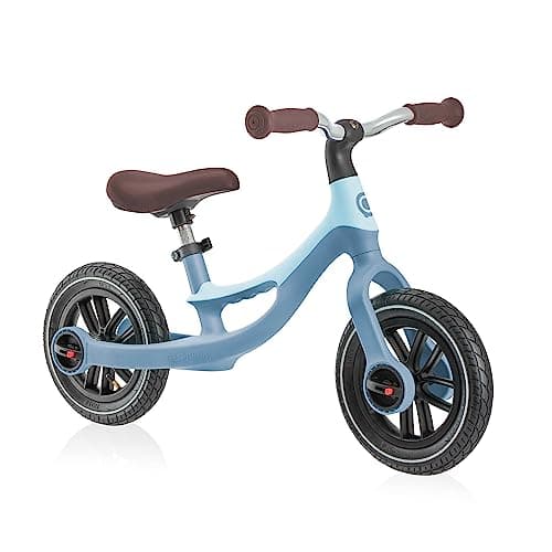 Image of Globber GO Bike Elite Air Balance Bike - Rubber Tyres - Adjustable Seat and Handles - Carry Handle - 3-6 Years - 2 Year Warranty (Pastel Blue)