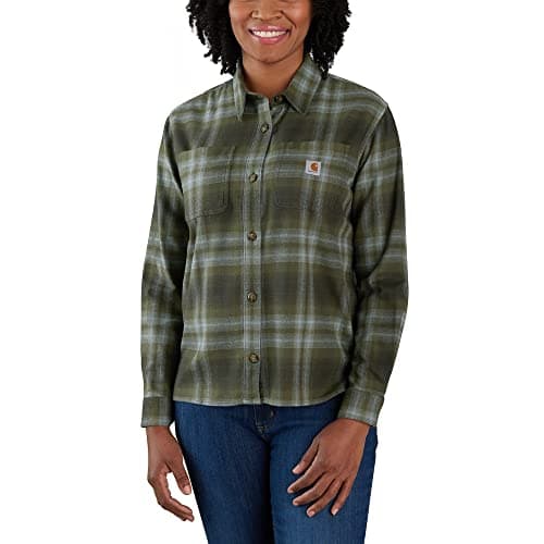 Image of Carhartt Womens Midweight Flannel Long Sleeve Plaid Shirt