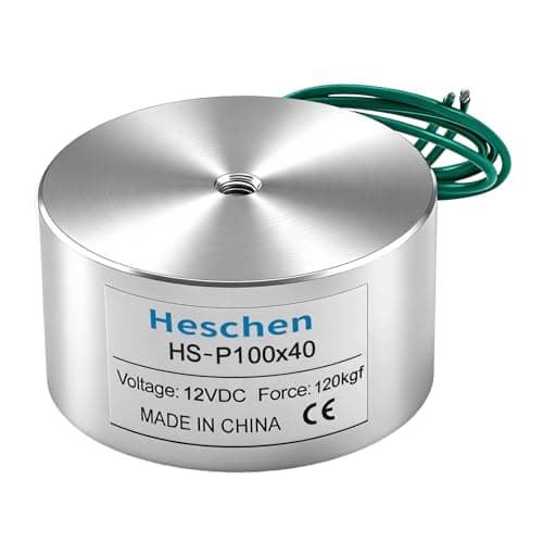 Image of Heschen Electromagnet/Holding Magnet Solenoid P100/40 DC 12V, OD 100mm, 120kg (264 lbs) Max. Holding Force, M8 Threaded Hole, for Industrial Automation & Robotics