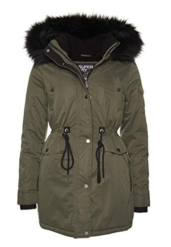 Image of Superdry Women's Nadare Microfibre Parka Parka Not Applicable, Green (Military Duck COF), 8 (Manufacturer Size: X-Small)