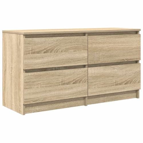 Image of vidaXL TV Cabinet/Entertainment Center - Concrete Grey Engineered Wood with 4 Drawers - Modern Media Storage Unit for Living Room/Bedroom - Compact Design 100x35x54 cm