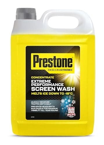 Image of Prestone Screenwash Concentrate 5L, Screen Wash For Cars - Winter, High Performance Cleaning With Streak Free Formula, Extreme Performance Super Concentrated Screenwash Winter, Reduce Plastic, 5 Litre