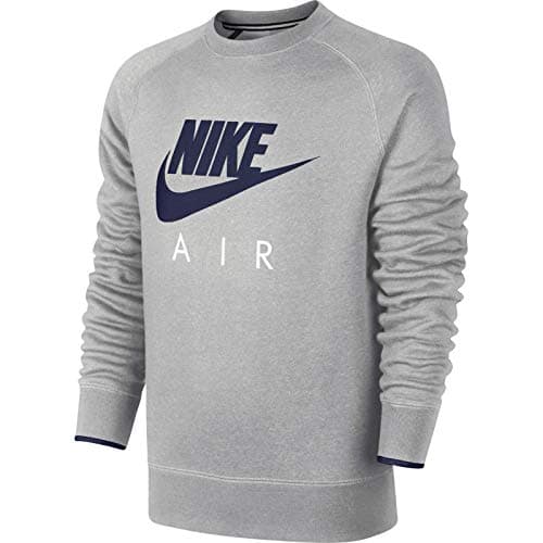 Image of NIKE AW77 FLC Crew-Air Heritag – Men's Sweatshirt, Men, Grey/Black, Small