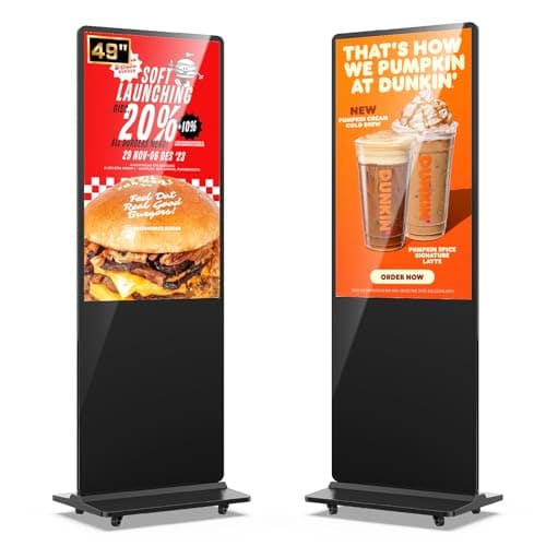 Image of QIXZOCV 49 Inch Digital Display Screen, 4K UHD Touch Screen Kiosk with Auto Media Player, LCD Digital Signage Display Totem, Interactive Floor Standing Signage for Advertising & Retail Store