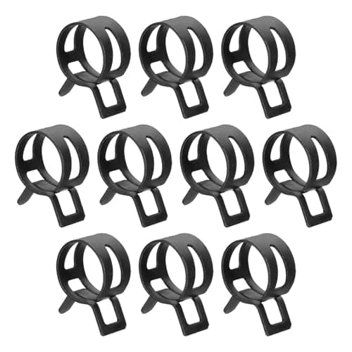 Image of sourcing map 10pcs Spring Band Type Hose Clamps 15mm Fuel Line Hose Spring Clip Silicone Vacuum Hose Pipe Clamp Low Pressure Tube Clip Fastener, Black