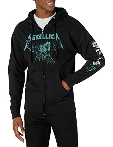 Image of Metallica Unisex's Official S&m2 Moose Skull Zip Hoodie Hooded Sweatshirt, Black, XXL