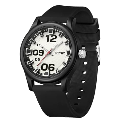 Image of BIEWO Waterproof Watch for Men Women, Boy and Girl Analog Military Sports Unisex Wristwatch, Easy to Read Dial Silicone Strap (Black White)