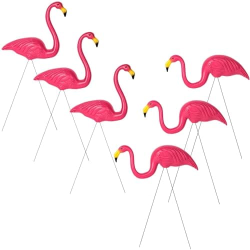 Image of Crystals Flamingo Garden Ornaments – Pair of Pink Flamingo Yard Statues with Ground Spikes – Durable Weatherproof PE Decoration for Lawn, Patio, or Outdoor Display (6)