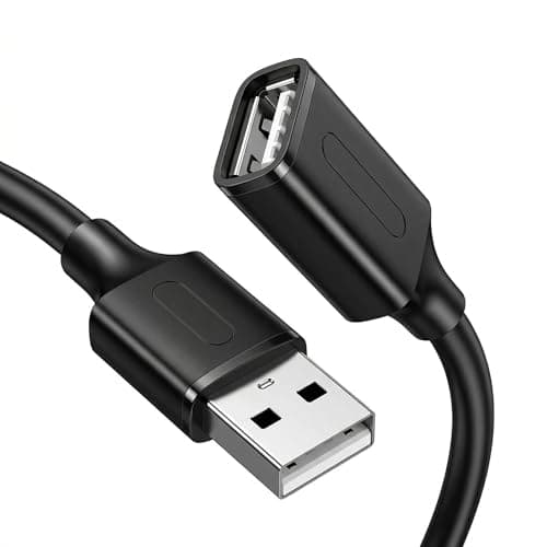 Image of TwinkleHom USB 2.0 Extension Cable, Male to Female Cable 1M, 480Mbps Data Transfer Speed USB-A Plug to Socket Extension Lead for Printer, Scanner, Keyboard, Black (1 Pack)