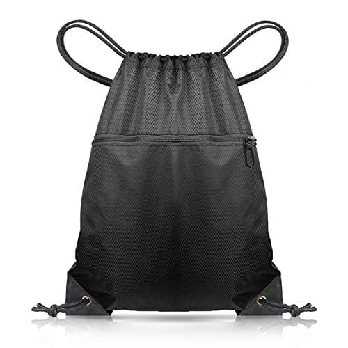 Image of CHEPULA Drawstring Bags, Large Black Sports Backpack String Swim Drawstring Gym PE Bags for Women Men, Travel Beach Bag with Waterproof