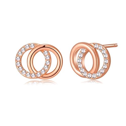 Image of Philip Jones Rose Gold Plated Circle Link Earrings Created with Zircondia® Crystals
