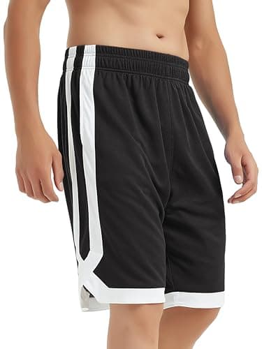 Image of TOPTIE Men's 7" Mesh Basketball Shorts with Pockets, 2-Tone Active Athletic Shorts, Workout Shorts for Adult-Black-XXL
