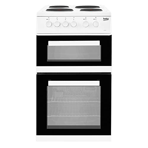 Image of Beko KD533AW 50cm Twin Cavity Electric Cooker in White 4 Hotplate Burners