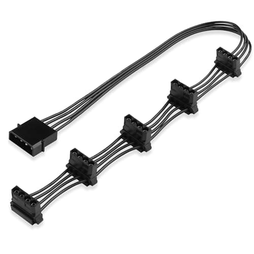 Image of ELFJMZP 4-Pin IDE Molex Power Splitter Extension Cable, 1 to 5 D-Type Male to Female Adapter, 40 cm, for PC Case Fans, HDD, Optical Drives, ATX PSU Power Expansion