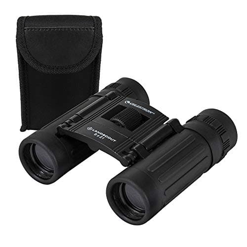 Image of Celestron 72350 LandScout 8x21mm Water-Resistant Roof Prism Binoculars with Rubber Grip Surface, Coated Lens, K9 Optical Glass, Neck Strap and Soft Carry Case, Black