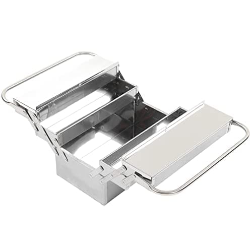 Image of Fafeicy Heavy Duty Folding Cantilever Tool Box, Stainless Steel 3 Layer 5 Tray Portable Multifunction Organizer Secure Lockable Design for Auto Maintenance (350)