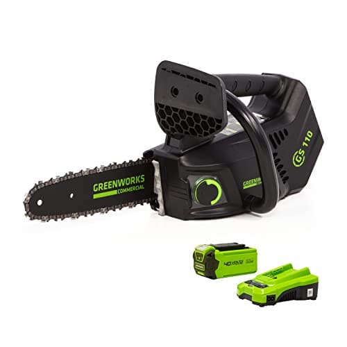 Image of Greenworks GD40TCSK2 Cordless Top Handle Chainsaw with Brushless Motor, 25cm Bar Length, 12m/s Chain Speed, 2.4kg, Auto-Oiler, Kickback Protection, 40V 2Ah Battery & Charger
